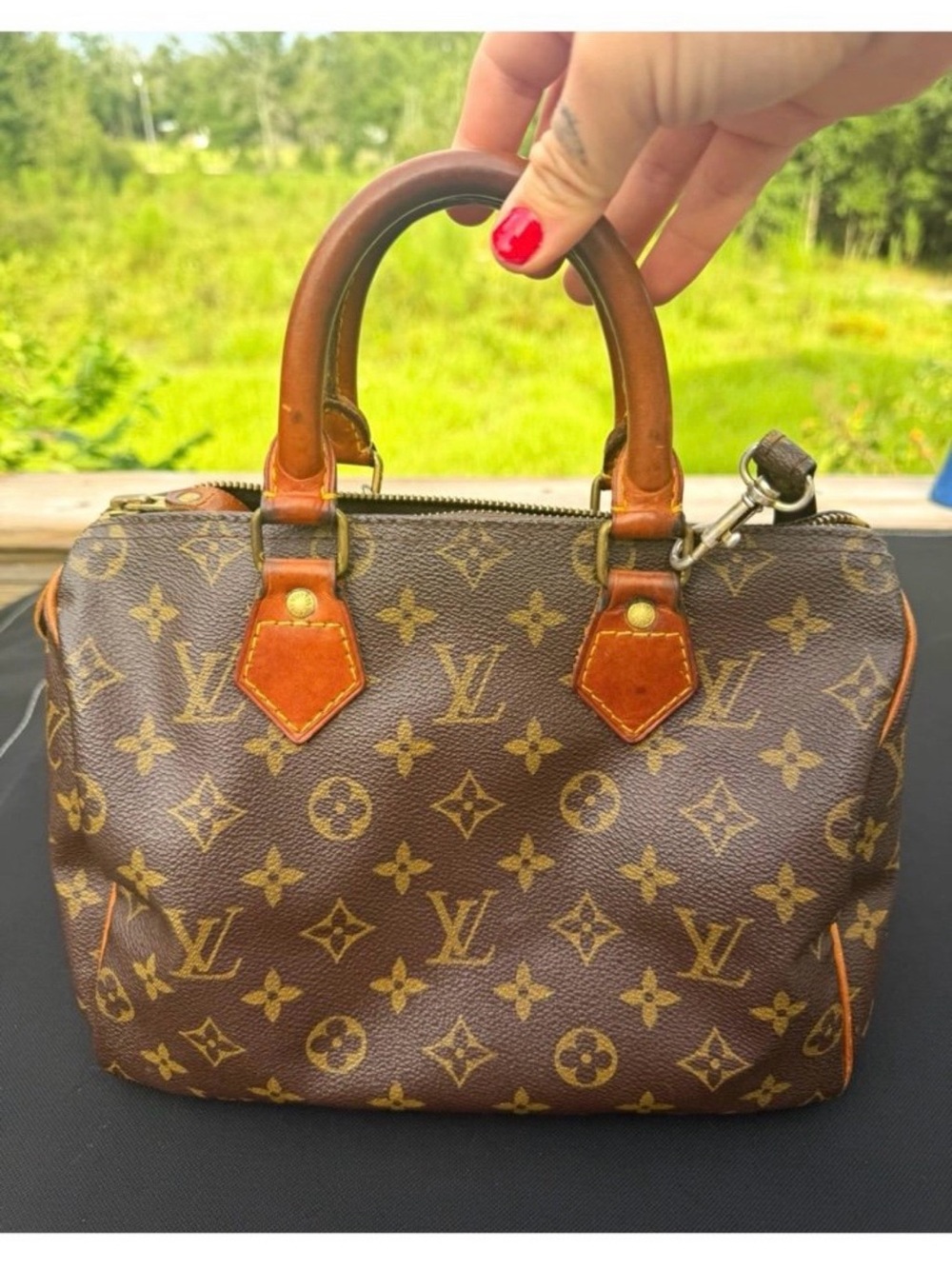 Louis Vuitton Brown Monogram Speedy 25 with crossbody strap